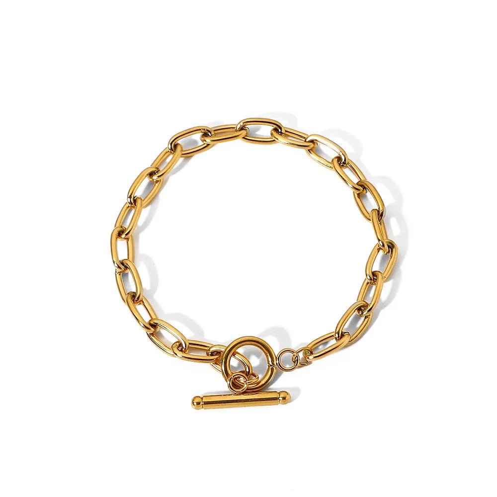 18K Gold - Plated Stainless Steel Toggle Chain Bracelet - Coolpeacock