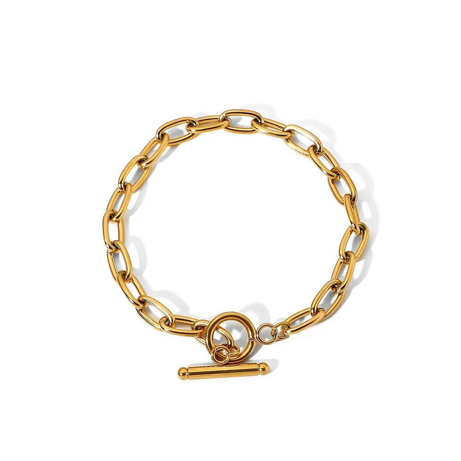 18K Gold - Plated Stainless Steel Toggle Chain Bracelet - Coolpeacock