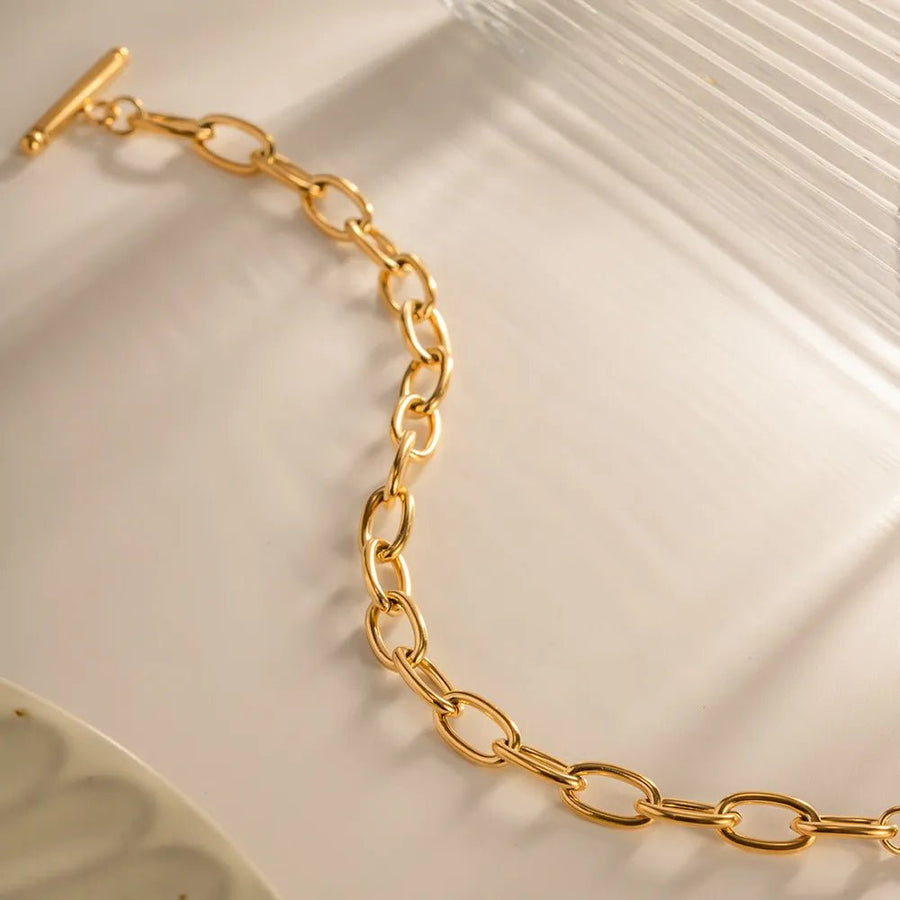 18K Gold - Plated Stainless Steel Toggle Chain Bracelet - Coolpeacock