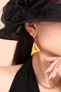 18K Gold - Plated Triangle Dangle Earrings - Coolpeacock