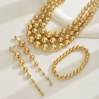 18K Stainless Steel Beaded Multi - Layered Necklace Bracelet Earrings Jewelry Set - Coolpeacock