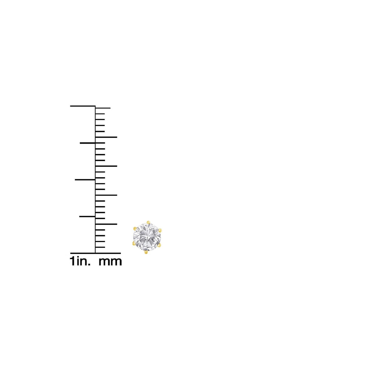 18K Yellow Gold 1-1/2 Cttw Round Brilliant-Cut Near Colorless Diamond Classic 6-Prong Stud Earrings (H-I Color, I1-I2 Clarity) - KIAHMILLA