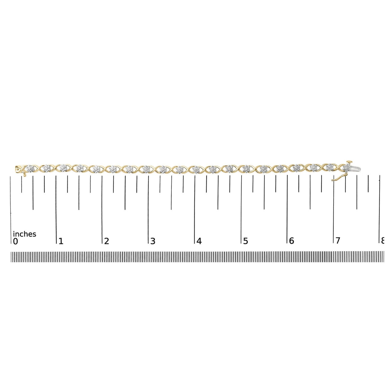 10K Yellow Gold Plated .925 Sterling Silver Diamond Accent Cluster and X Link Bracelet
