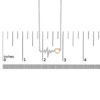14K Rose Gold Plated Silver Diamond Accent Zig Zag Heart Necklace