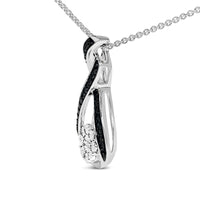Black Rhodium Plated Sterling Silver Diamond Accent Swirl Drop Pendant Necklace