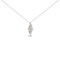 14k Rose Gold Plated Sterling Silver 1/10 Cttw Diamond Swirl Pendant Necklace