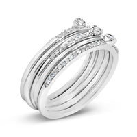 Sterling Silver 3/8 Cttw Diamond Bezel and Pave Set Stackable Ring Set