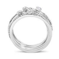 Sterling Silver 3/8 Cttw Diamond Bezel and Pave Set Stackable Ring Set