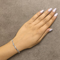 .925 Sterling Silver 1/2 Cttw Diamond Double Wave Bolo Bracelet