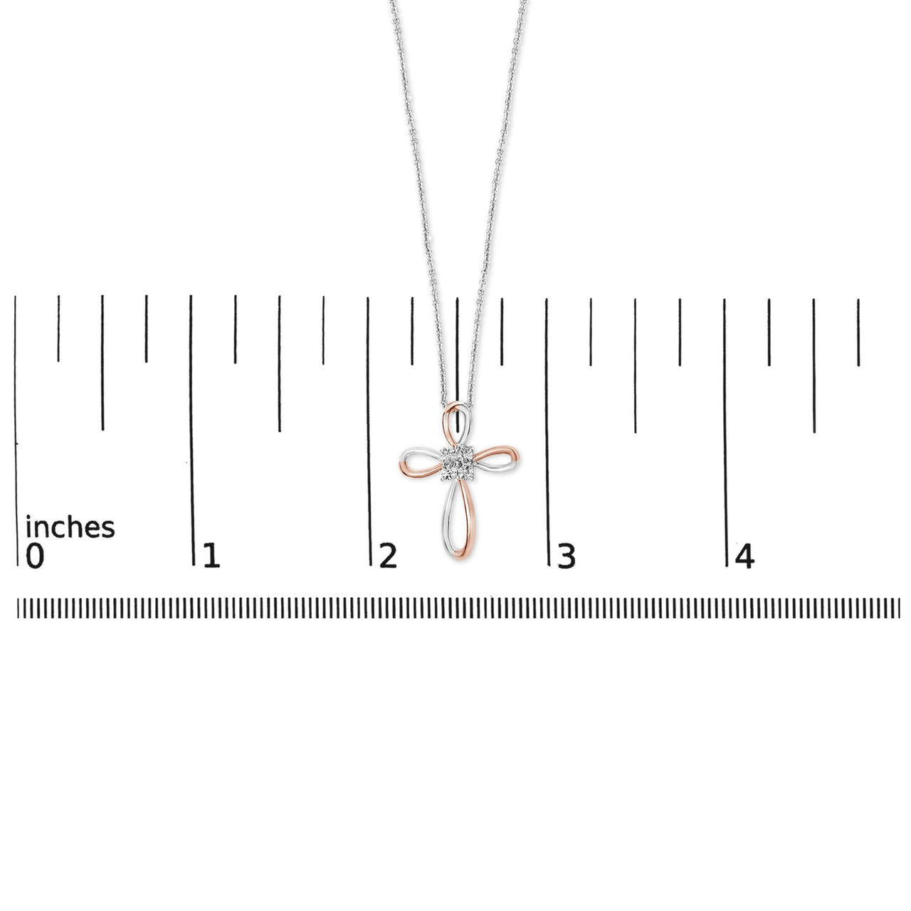 10K Rose Gold Plated Sterling Silver Diamond Accent Cross Pendant Necklace