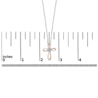 10K Rose Gold Plated Sterling Silver Diamond Accent Cross Pendant Necklace