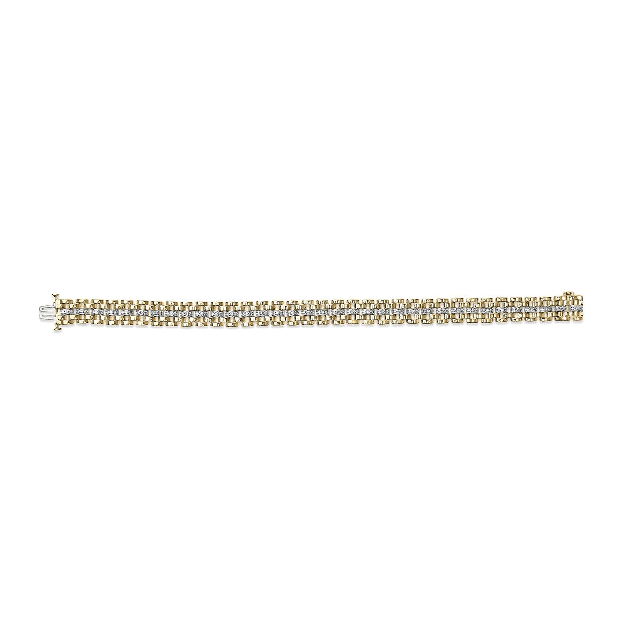 Men's 14K Yellow Gold Plated .925 Sterling Silver 1.0 Cttw Diamond Geometric Link Bracelet