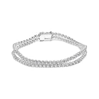 18K White Gold 5 3/5 Cttw Natural Diamond Double Row Link Tennis Bracelet (G-H Color, VS1-VS2 Clarity) - 7