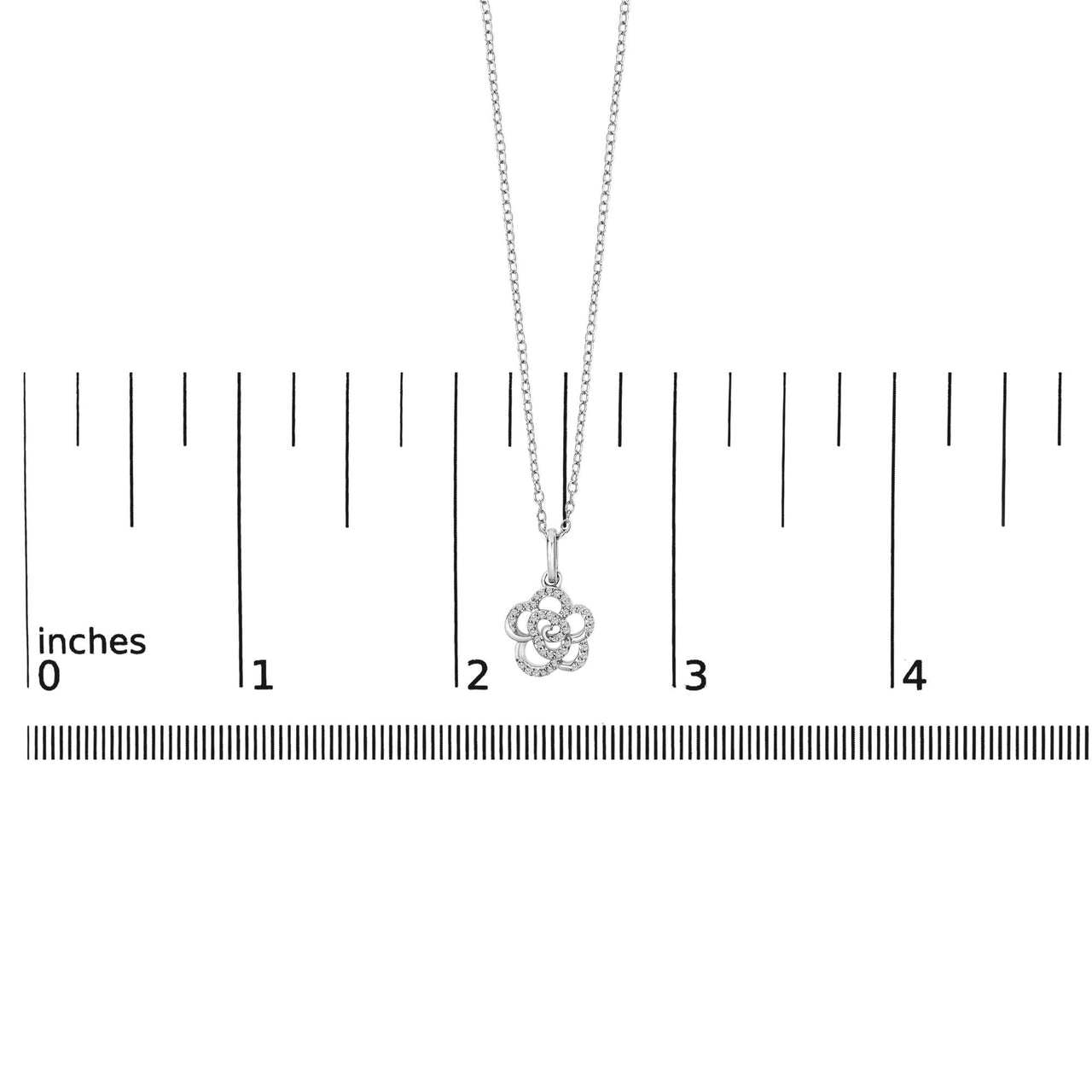 Sterling Silver 1/10 Cttw Diamond Floral Pendant Necklace