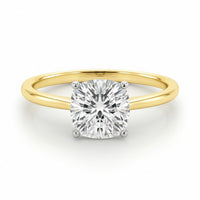 2 Carat Cushion Lab Grown IGI G/VS1 Diamond Solitaire Ring in 10K Yellow Gold - KIAHMILLA