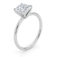 2 Carat Cushion Lab Grown IGI G/VS1 Diamond Solitaire Ring in 14K White Gold - KIAHMILLA