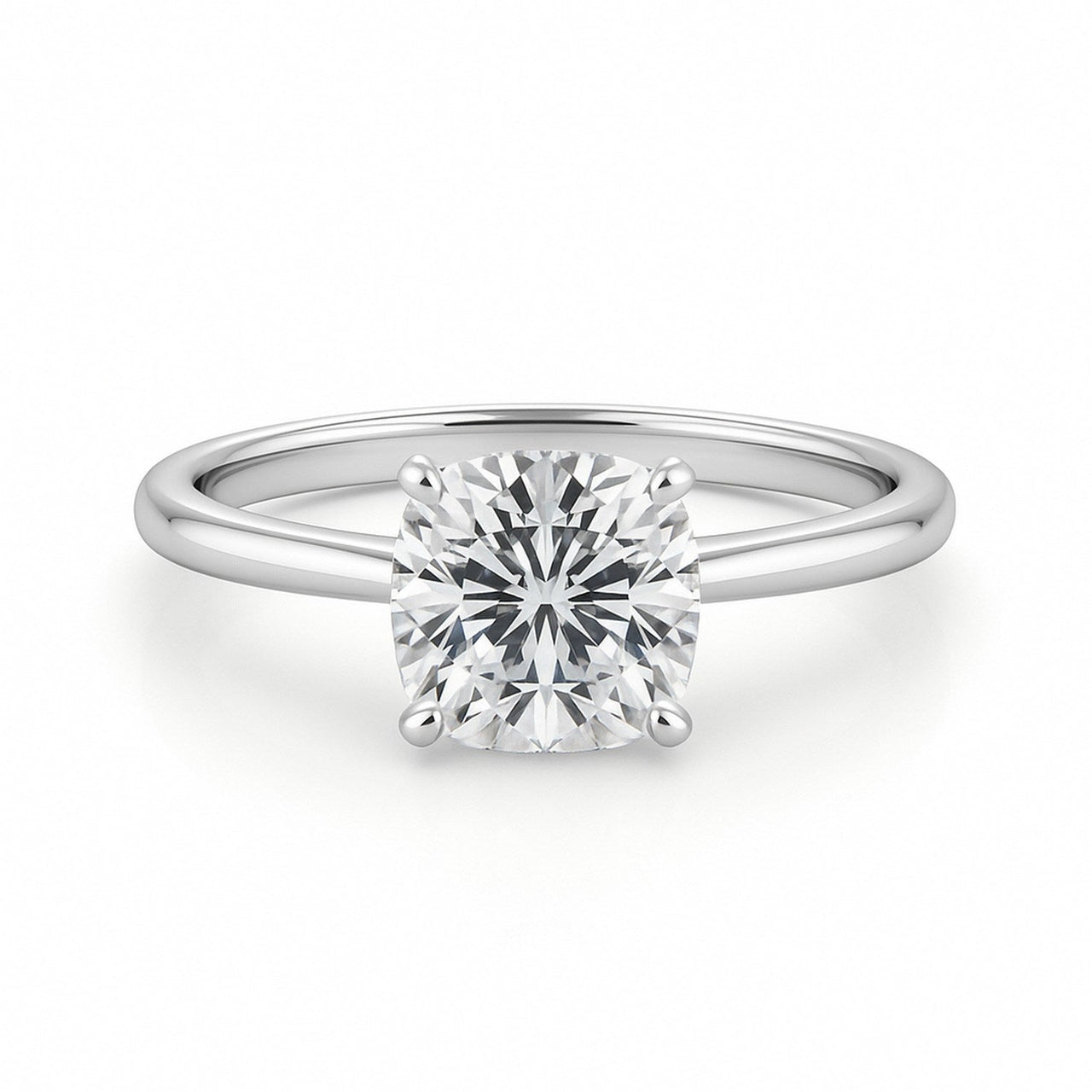 2 Carat Cushion Lab Grown IGI G/VS1 Diamond Solitaire Ring in 14K White Gold - KIAHMILLA