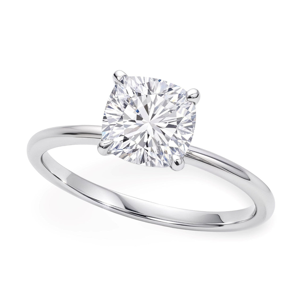 2 Carat Cushion Lab Grown IGI G/VS1 Diamond Solitaire Ring in 14K White Gold - KIAHMILLA