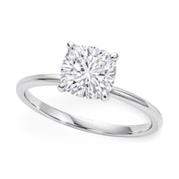 2 Carat Cushion Lab Grown IGI G/VS1 Diamond Solitaire Ring in 14K White Gold - KIAHMILLA