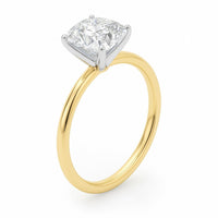 2 Carat Cushion Lab Grown IGI G/VS1 Diamond Solitaire Ring in 14K Yellow Gold - KIAHMILLA