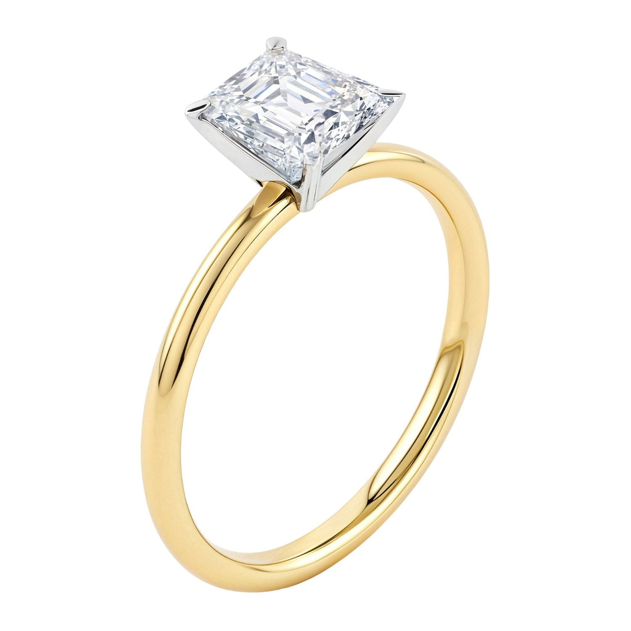 2 Carat Emerald Lab Grown IGI G/VS1 Diamond Solitaire Ring in 10K Yellow Gold - KIAHMILLA