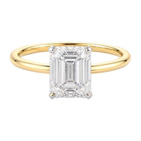 2 Carat Emerald Lab Grown IGI G/VS1 Diamond Solitaire Ring in 10K Yellow Gold - KIAHMILLA