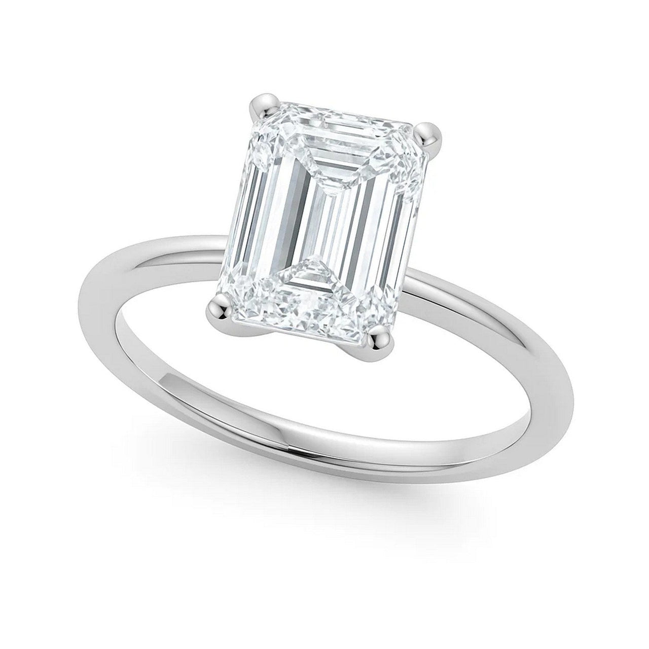 2 Carat Emerald Lab Grown IGI G/VS1 Diamond Solitaire Ring in 14K White Gold - KIAHMILLA