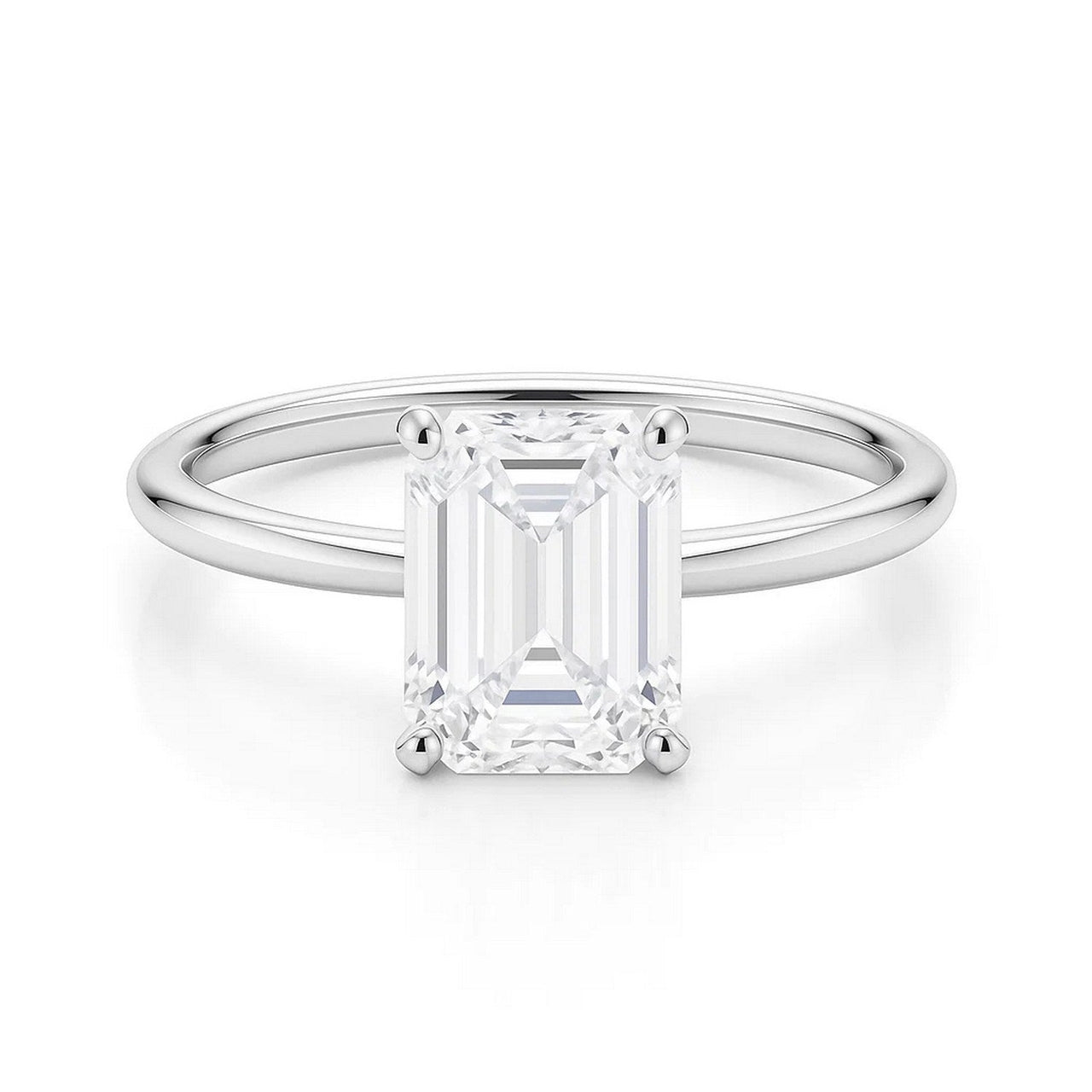 2 Carat Emerald Lab Grown IGI G/VS1 Diamond Solitaire Ring in 14K White Gold - KIAHMILLA