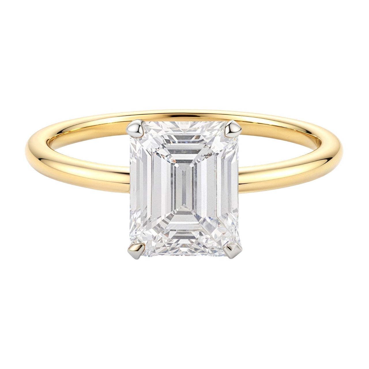 2 Carat Emerald Lab Grown IGI G/VS1 Diamond Solitaire Ring in 14K Yellow Gold - KIAHMILLA
