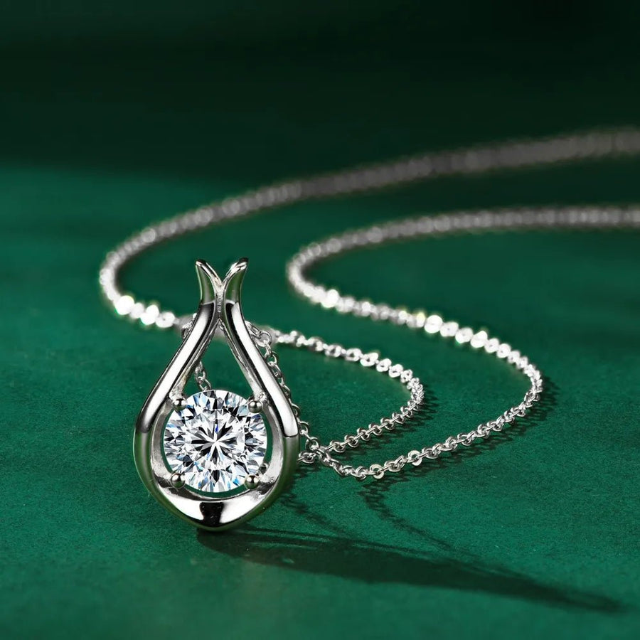 2 Carat Moissanite 925 Sterling Silver Pendant Necklace - Coolpeacock