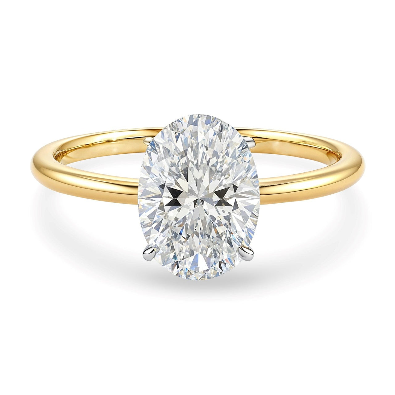 2 Carat Oval Lab Grown IGI G/VS1 Diamond Solitaire Ring in 10K Yellow Gold - KIAHMILLA