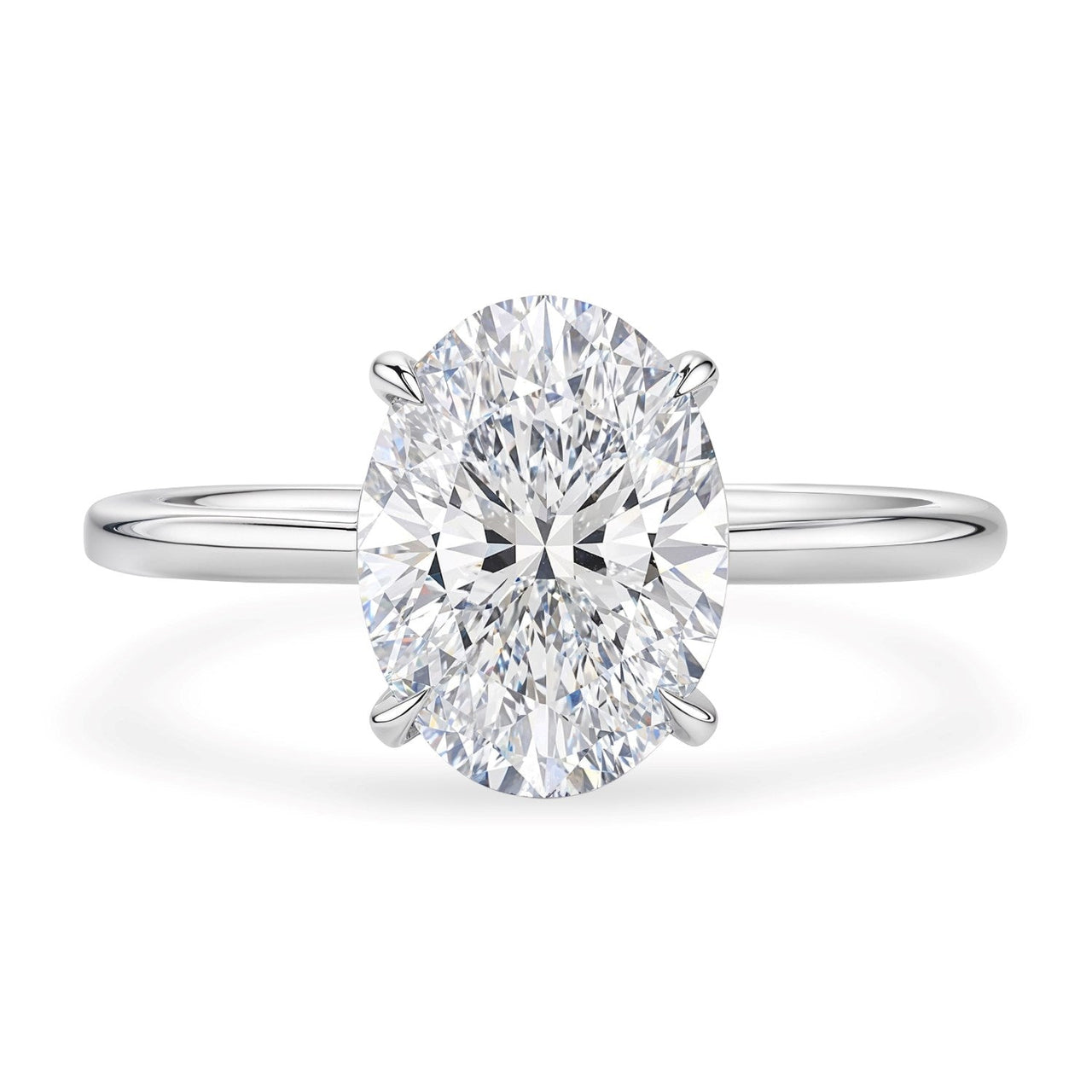 2 Carat Oval Lab Grown IGI G/VS1 Diamond Solitaire Ring in 14K White Gold - KIAHMILLA