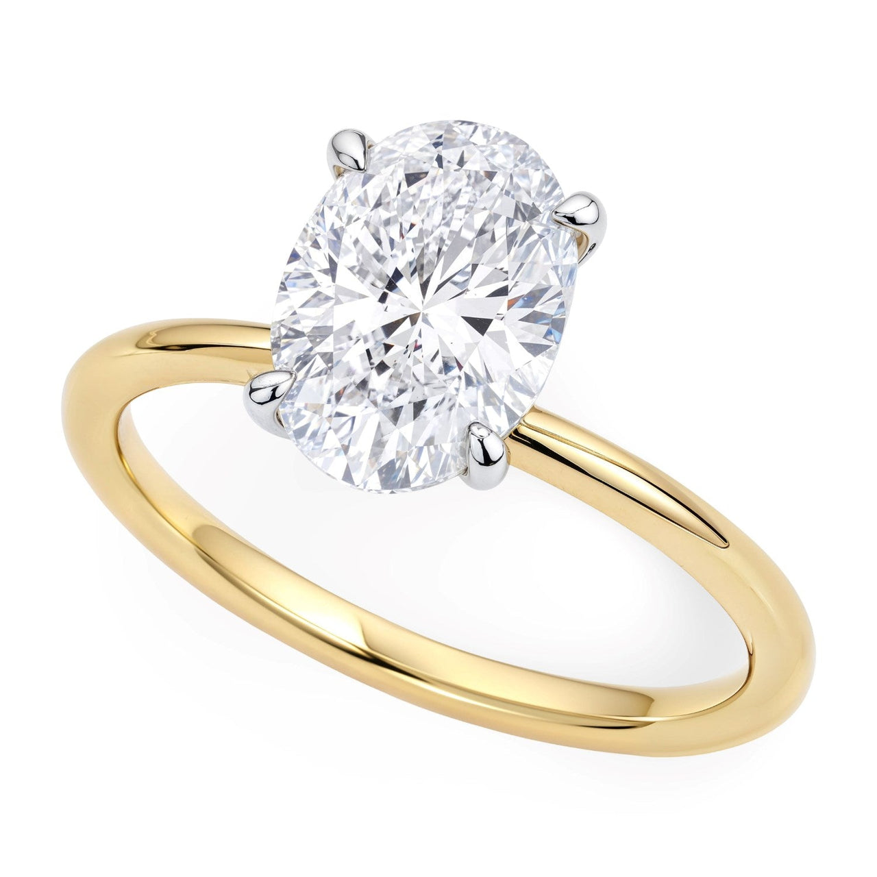 2 Carat Oval Lab Grown IGI G/VS1 Diamond Solitaire Ring in 14K Yellow Gold - KIAHMILLA