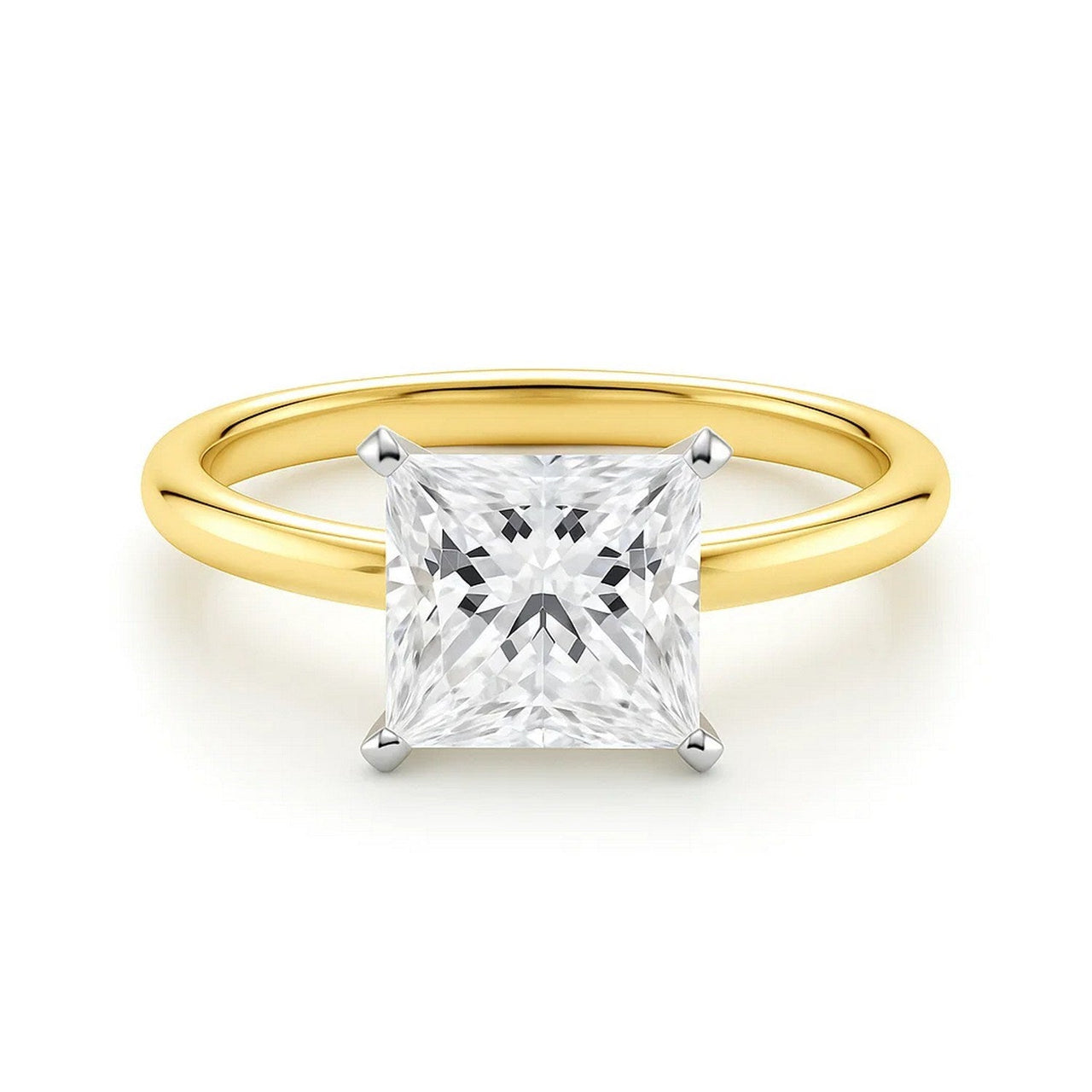 2 Carat Princess Lab Grown IGI G/VS1 Diamond Solitaire Ring in 10K Yellow Gold - KIAHMILLA
