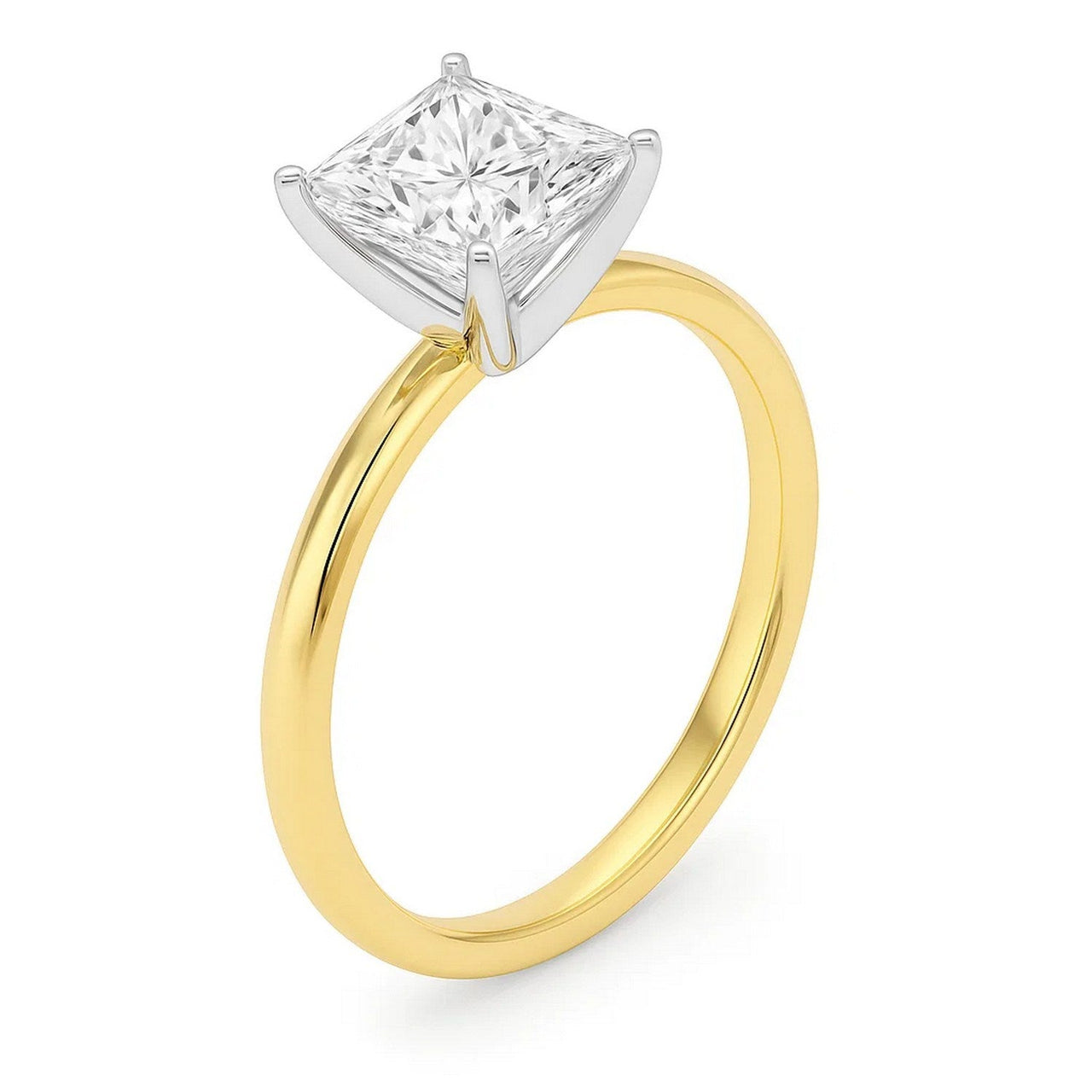 2 Carat Princess Lab Grown IGI G/VS1 Diamond Solitaire Ring in 14K Yellow Gold - KIAHMILLA