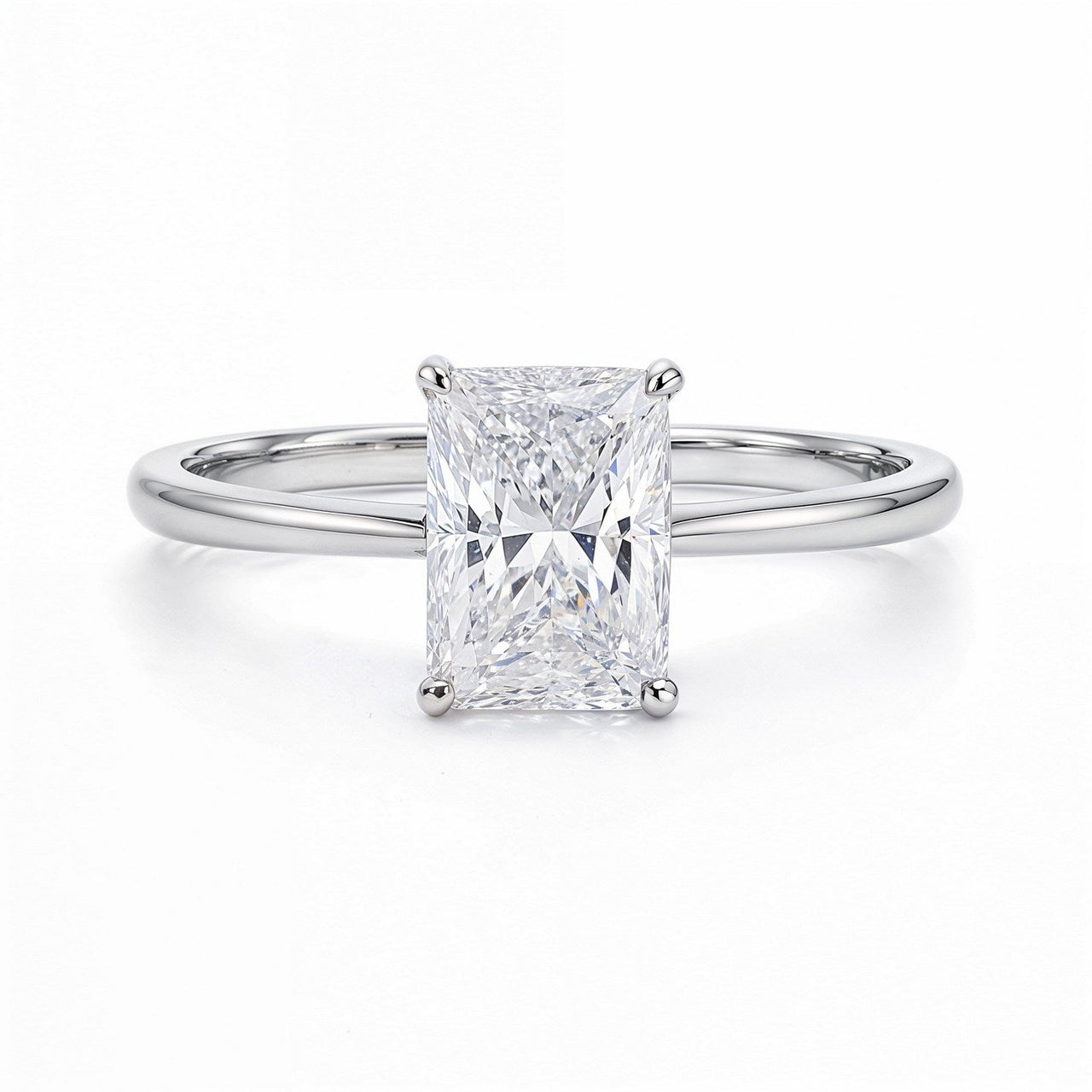 2 Carat Radiant Lab Grown IGI G/VS1 Diamond Solitaire Ring in 14K White Gold - KIAHMILLA