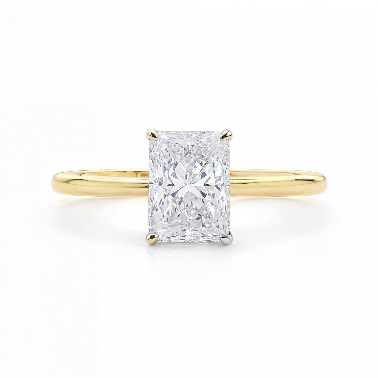 2 Carat Radiant Lab Grown IGI G/VS1 Diamond Solitaire Ring in 14K Yellow Gold - KIAHMILLA