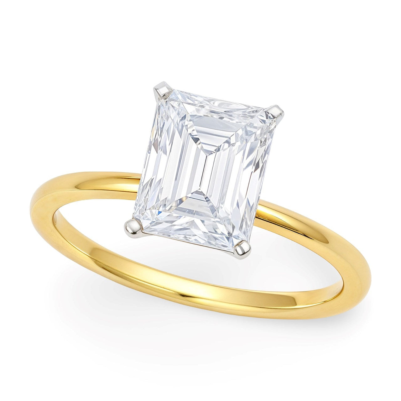 2 Carat Radiant Lab Grown IGI G/VS1 Diamond Solitaire Ring in 14K Yellow Gold - KIAHMILLA