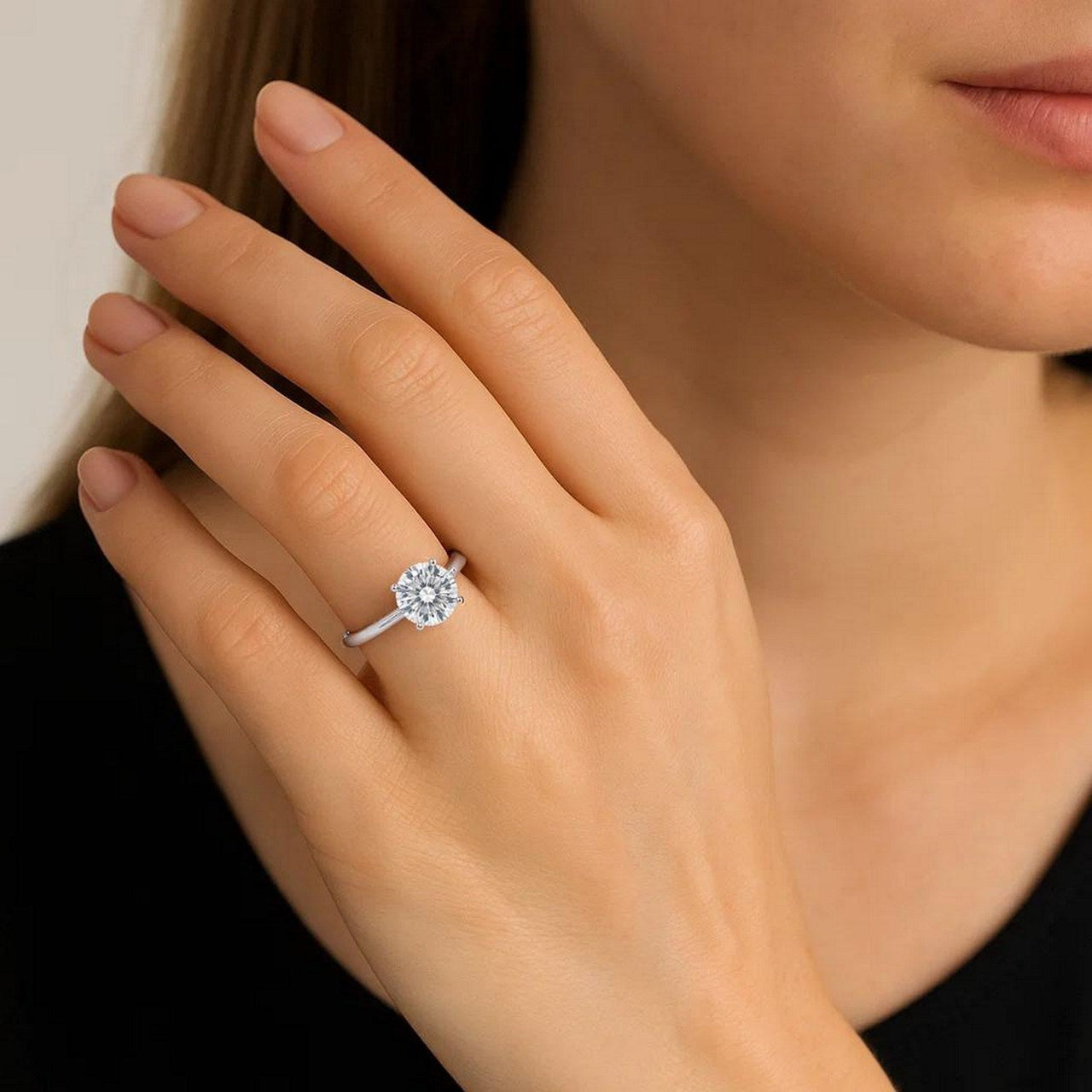 2 Carat Round Lab Grown IGI G/VS1 Diamond Solitaire Ring in 10K White Gold - KIAHMILLA