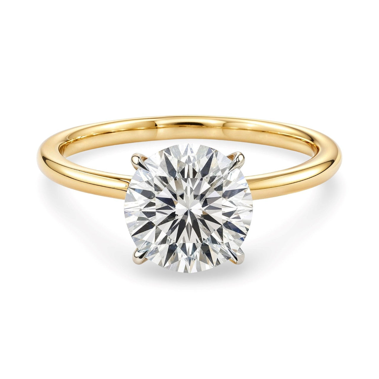 2 Carat Round Lab Grown IGI G/VS1 Diamond Solitaire Ring in 10K Yellow Gold - KIAHMILLA