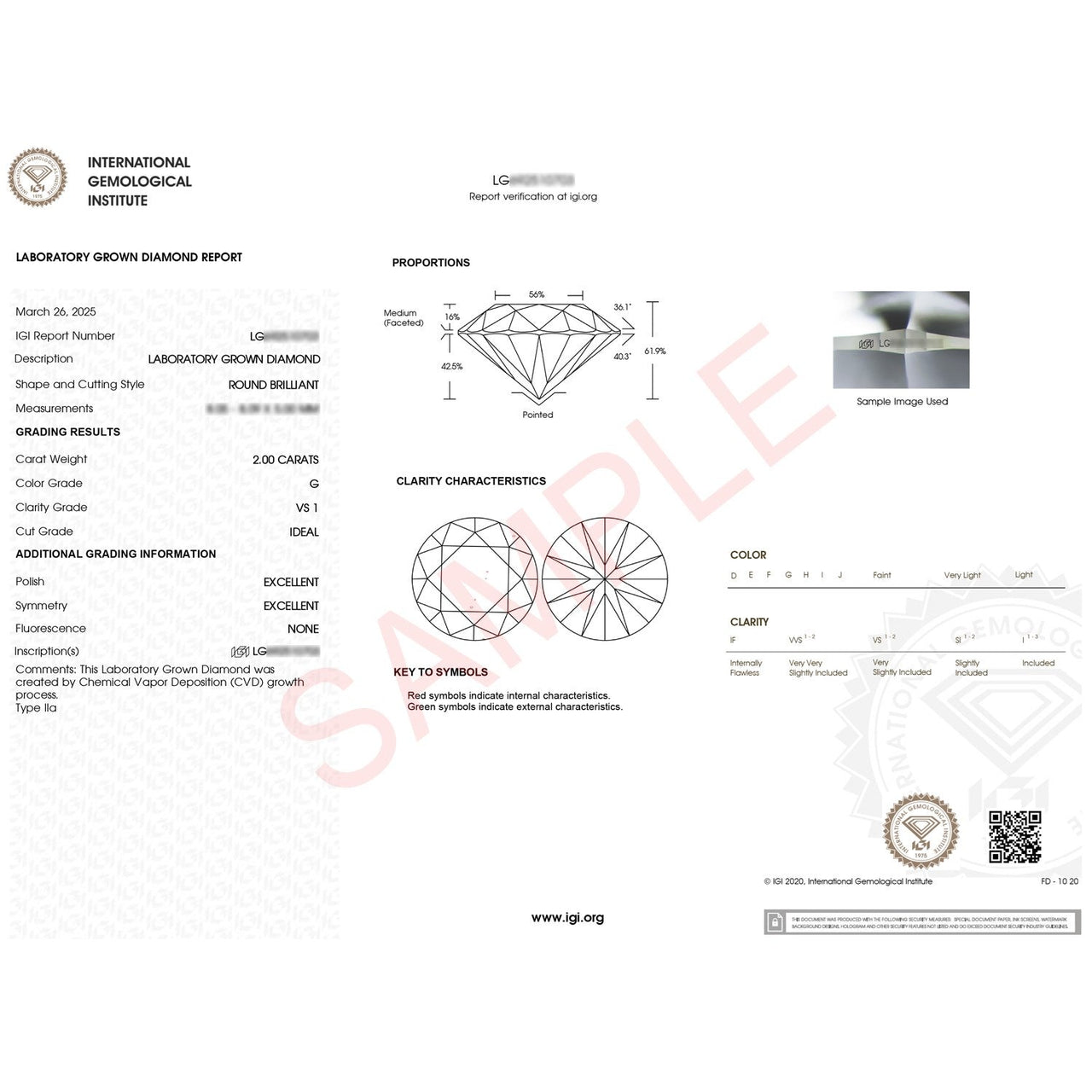 2 Carat Round Lab Grown IGI G/VS1 Diamond Solitaire Ring in 14K White Gold - KIAHMILLA
