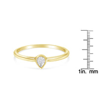 14K Yellow Gold Plated .925 Sterling Silver 1/20 Carat Diamond Teardrop Pear-Shaped Miracle Set Petite Fashion Ring (J-K Color, I1-I2 Clarity)