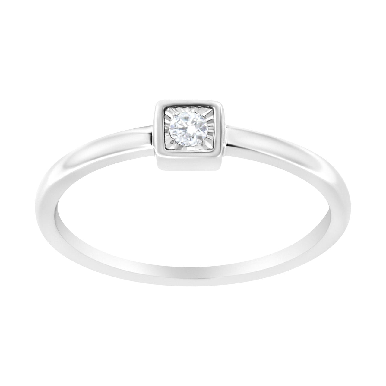 .925 Sterling Silver Miracle-Set Diamond Accent Cushion Shaped Promise Ring (J-K Color, I1-I2 Clarity)