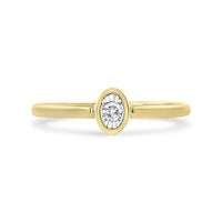 14K Yellow Gold Plated .925 Sterling Silver Miracle Set Diamond Accent Oval Shape Promise Ring (J-K Color, I1-I2 Clarity)