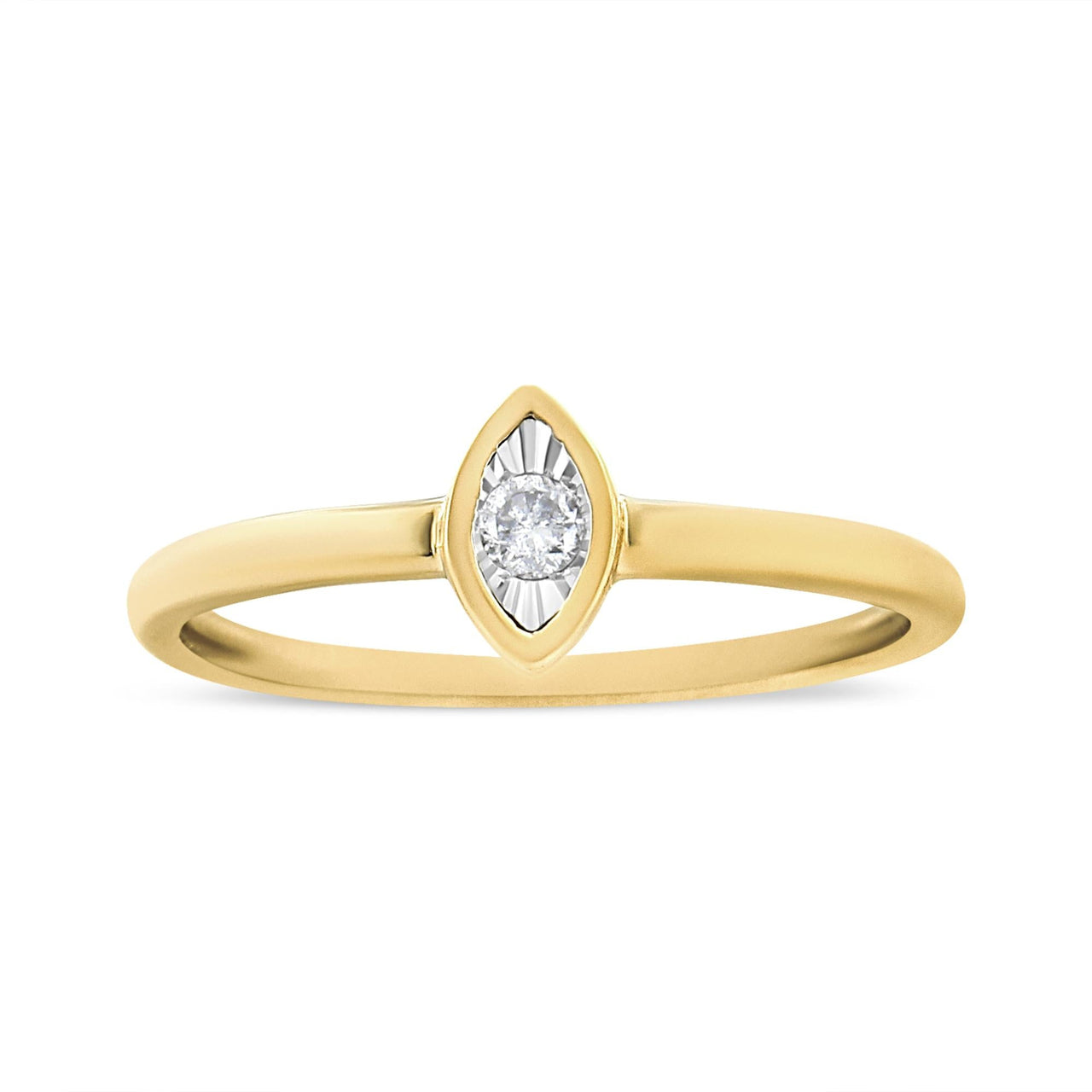 14K Yellow Gold Plated .925 Sterling Silver 1/20 Cttw Miracle Set Diamond Ring (J-K Color, I1-I2 Clarity)
