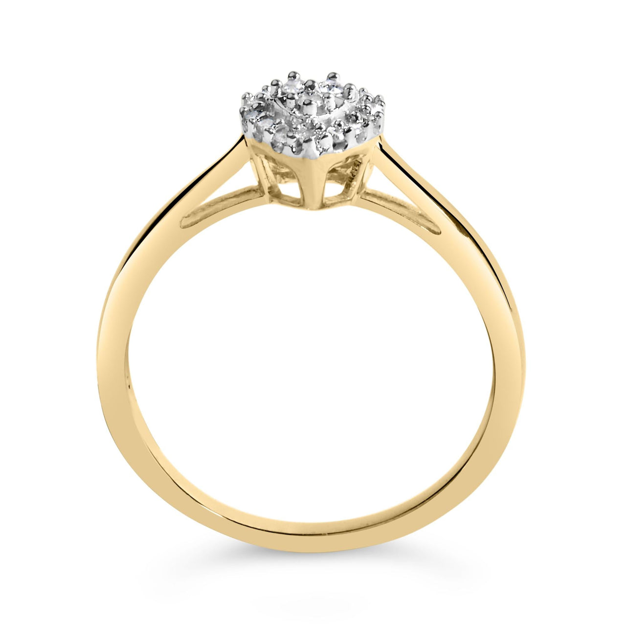 10K Yellow Gold 1/10 Cttw Diamond Heart and Halo Promise Ring