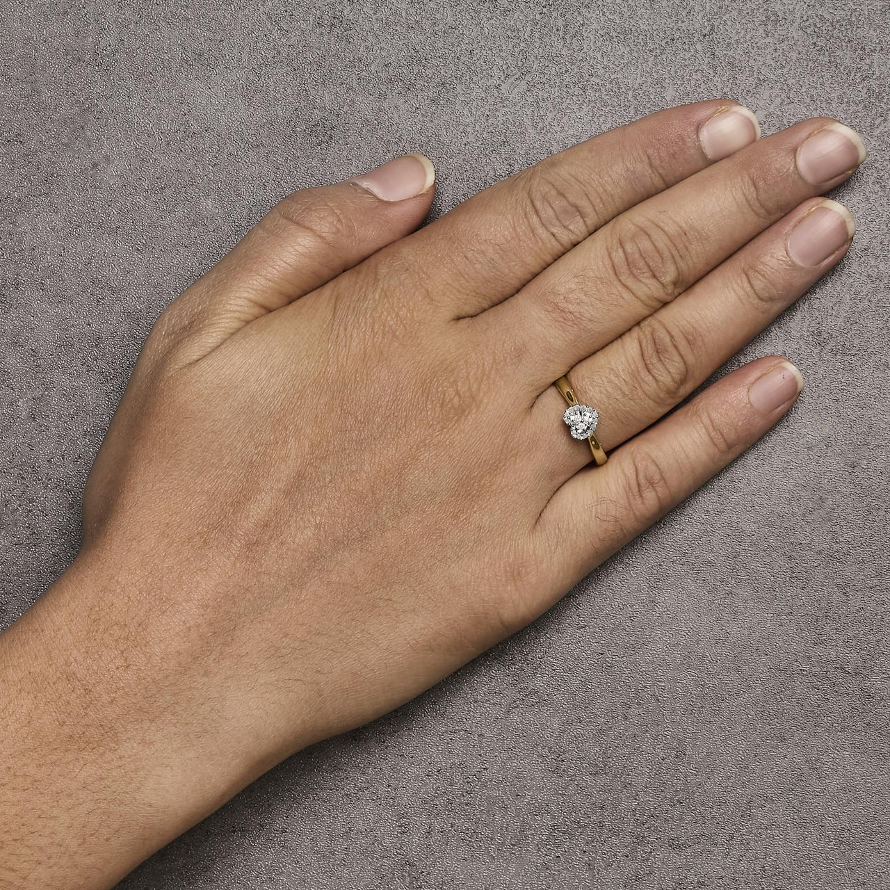 10K Yellow Gold 1/10 Cttw Diamond Heart and Halo Promise Ring