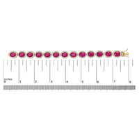 14K Yellow Gold 6 2/5 Cttw Diamond and 34.0 Cttw Oval Red Ruby Halo Link Bracelet (I-J Color, SI1-SI2 Clarity) - 7.25