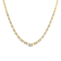 14K Yellow Gold 4/5 Cttw Diamond Cluster and Bar Set Link 3.5 MM Chain Necklace (G-H Color, VS1-VS2 Clarity) - 16