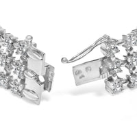 18K White Gold 7 1/2 Cttw Diamond 3 Row Floral Link Bracelet (G-H Color, VS1-VS2 Clarity) - 7 